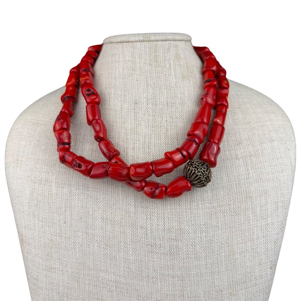 Barse Womens Red Stone & Gold Tone Earrings & Necklace Set - Picture 2 of 9